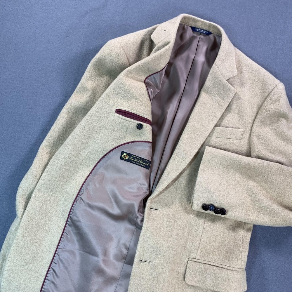 Brooks Brothers 1818 Blazer Mens 40L Beige Camelhair Sport Coat Loro Piana